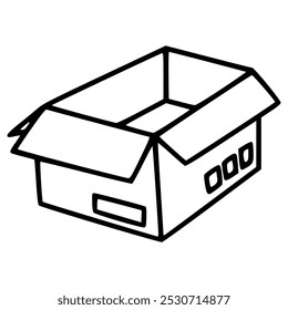open cardboard parcel box hand drawn doodle outline icon