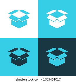 Open Cardboard Vector Color Icon Set