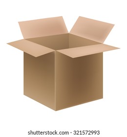 Open cardboard warehouse box.