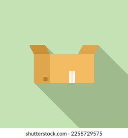 Open carton box icon flat vector. Paper food. Recycle container