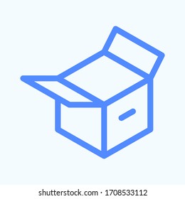 Open carton box icon for website UI design. Round and thin vector illustration of the inventory box.