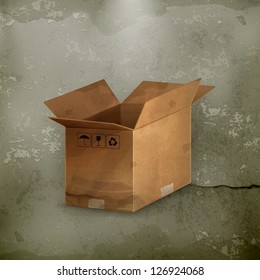 Open carton box, old-style vector