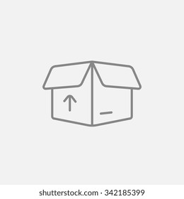 Öffnen Sie die Packung mit Pfeil-nach-nach-oben Linie Symbol für Web-, Mobil- und Infografiken. Vektorgrafik, dunkelgraues Symbol einzeln auf hellgrauem Hintergrund.