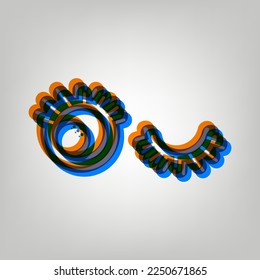 Öffnen Sie den Cartoon links und schließen Sie rechts. Starkes Symbol auf grauem Hintergrund in Orange, Azurblau und alten Lavendelfarben. Illustration.