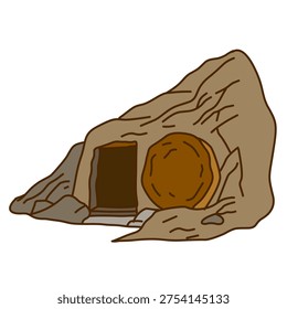 open cave grave showing empty burial place of christ on easter morning
