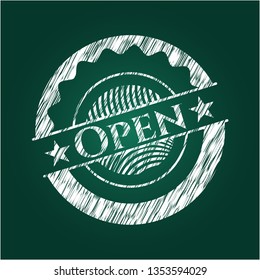 Open chalk emblem written on a blackboard