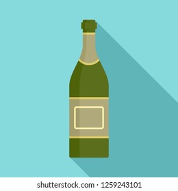 Open champagne bottle icon. Flat illustration of open champagne bottle vector icon for web design
