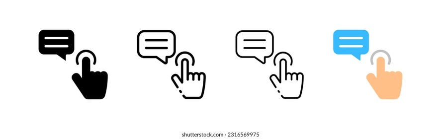Open chat. Different style, colored, chat icon. Vector icons.