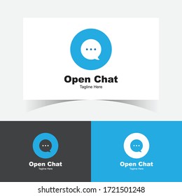 Open Chat Logo Design Template-O letter logo, speech bubble negative space volume icon. Text message logo, or mail icon.