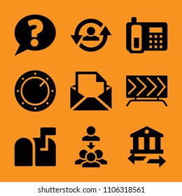 open, chatting, urban, communication, document and circle icon vector set. Flat vector design with filled icons. Designed for web and software interfaces