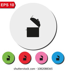 Open chest flat round colorful vector icon.