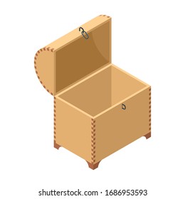Öffnen Sie das Symbol Vektorillustration der Brust. Isometrische Vektorillustration Symbol einzeln auf weißem Hintergrund, offene Brust.