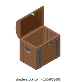 Open chest vector icon. Isometric vector icon isolated on white background open chest.