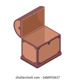 Open chest vector icon. Isometric vector icon isolated on white background open chest.