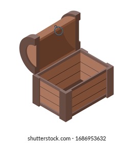 Open chest vector icon. Isometric vector icon isolated on white background open chest.