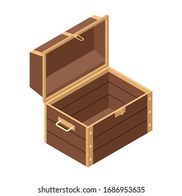 Open chest vector icon. Isometric vector icon isolated on white background open chest.