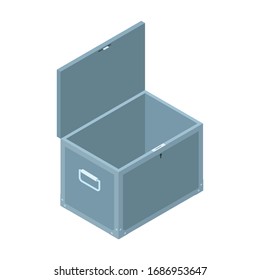 Open chest vector icon. Isometric vector icon isolated on white background open chest.