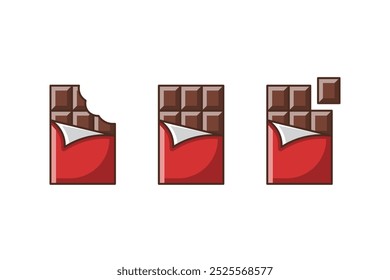 Icono abierto de la barra de chocolate del sistema del paquete, Vector del chocolate del estilo de la historieta