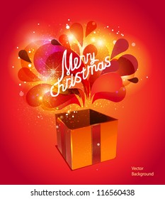 Open christmas gift. Vector background