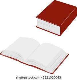 Open chunky book with red cover