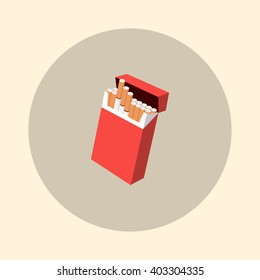 Open cigarette pack, icon vector illustration, color.