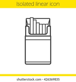 Open cigarette pack linear icon. Thin line illustration. Contour symbol. Vector isolated outline drawing