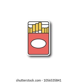 Open cigarette pack patch. Color sticker. Smoking. Vector isolated illustration
