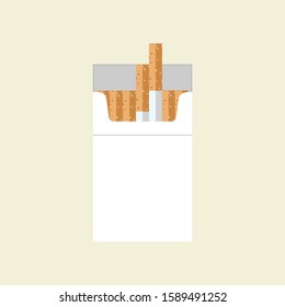 Open cigarettes pack box flat style white vector illustration isolated on color background. flat style blank cigarette pack template. Vector illustration