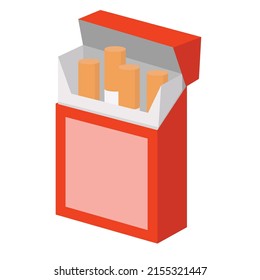 Open cigarettes in red pack  isolate icon