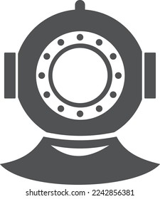 Open circuit helmet icon. Underwater diving equipment