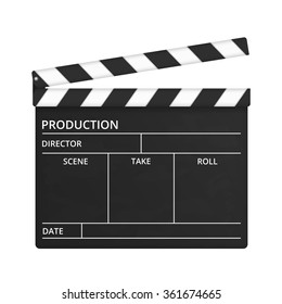 Open clapper board on white background, vector eps10 illustration