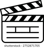 Open Clapperboard Icon Symbolizing Film Production, Movie Making, and Directing Scenes