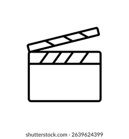 Open clapperboard movie film production icon symbol