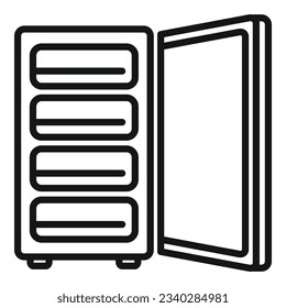 Open clean fridge icon outline vector. Electric repair. Cooler freezer
