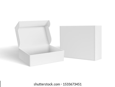 Open And Close Blank Packaging Box. EPS10 Vector