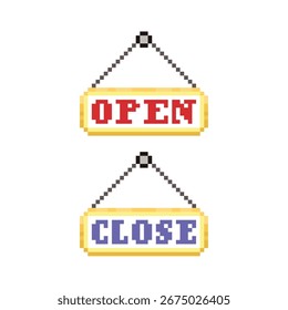 open close board sign pixel art
