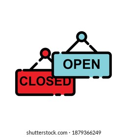 open and close chalkboard lineal color icon. simple design editable. Design template vector