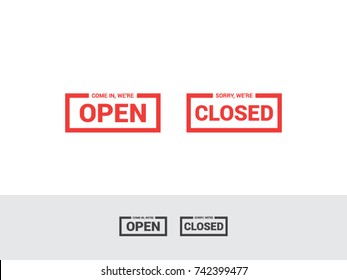 open close door window hang sign icon symbol with text and bold line
