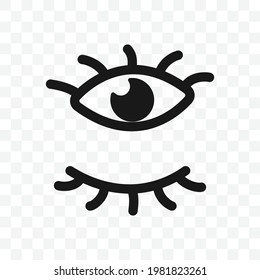 Open and close eyes icon vector illustration on transparent background.