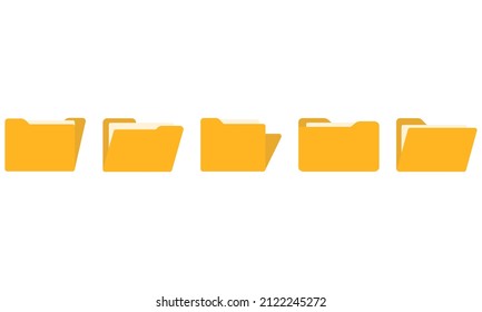 Open and close folders. Open documents and close documents. Vector set.