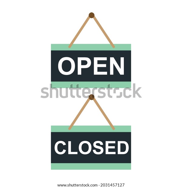 Vektor Stok Open Close Front Door Signboard Any (Tanpa Royalti