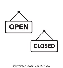 Open and close hanging board symbol. Simple design open and close icon