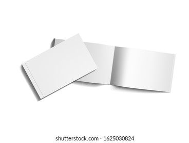 Open And Close Horizontal Soft Cover Brochure On White Background. EPS10 Vector