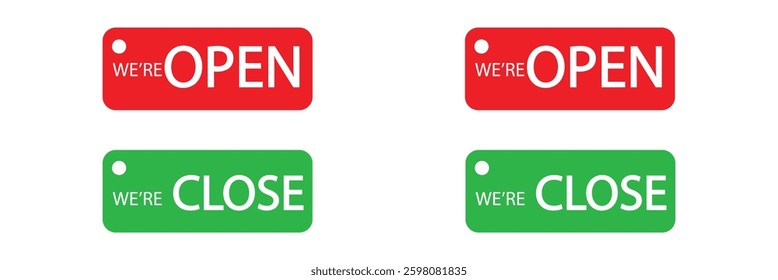 Open and close icon set. open and close hanger board icons on transparent background. open close sign on wooden board. open and close board symbol hanging in shop, restaurant, vector illustration .