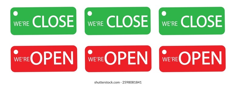 Open and close icon set. open and close hanger board icons on transparent background. open close sign on wooden board. open and close board symbol hanging in shop, restaurant, vector illustration .