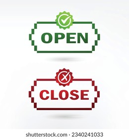 Open and Close label sticker icon illustration