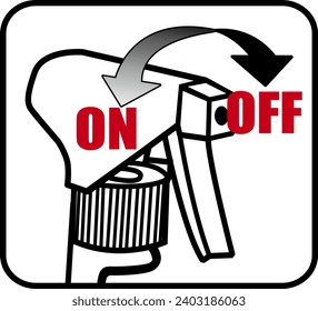Open and close liquid detergent spray gun. Isolated symbol in black and white