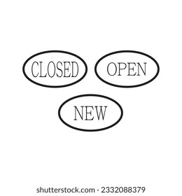 open close and new sign, vector icon, welcoming shop visitor icon editable stroke, sign, symbol outline line button isolated on white