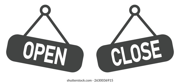 Open and Close Notice Icon. Open and close tag icon. open-closed hanging sign, Open-close icon vector isolated on white background. Vector illustration.