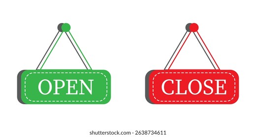 Open and Close Notice Icon. Open and close tag icon. open-closed hanging sign, Open-close icon vector isolated on white background. Vector illustration.
